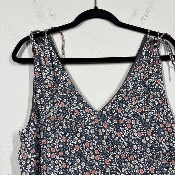 Rails Small Janelle Black Vintage Floral Shift Dress Tiered V Neck Tie Shoulder - Picture 5 of 10